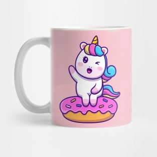 Cute unicorn sitting on a doughnut Mug